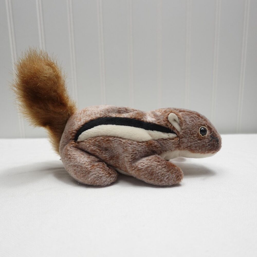 Ty Chipper Beanie Babies Chipmunk Brown Black White Striped Retired 1999